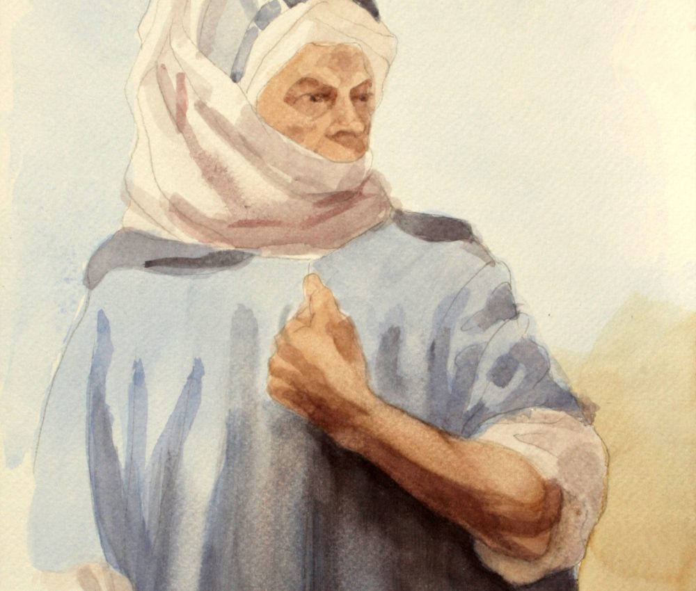 Tanulmány a Foucauld szekkóhoz IX. akvarell A4 2009.