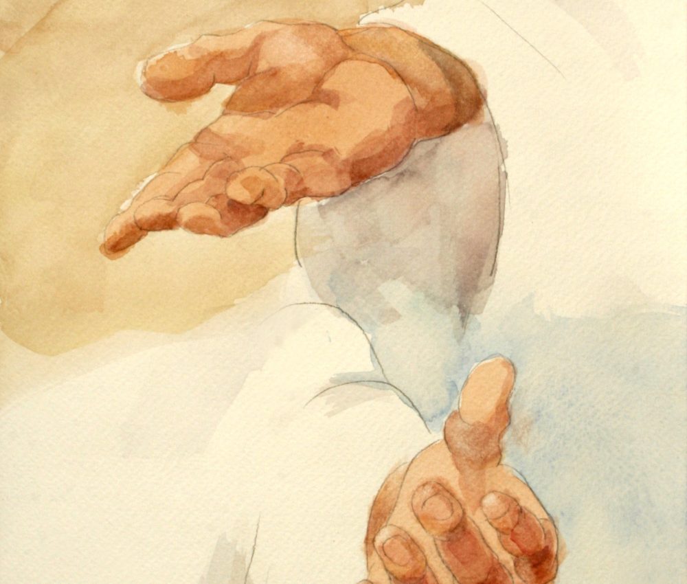 Tanulmány a Foucauld szekkóhoz I. akvarell A4 2009.