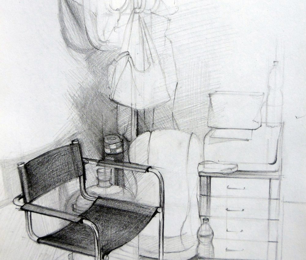 Irodaszék ceruza, papír 2010.