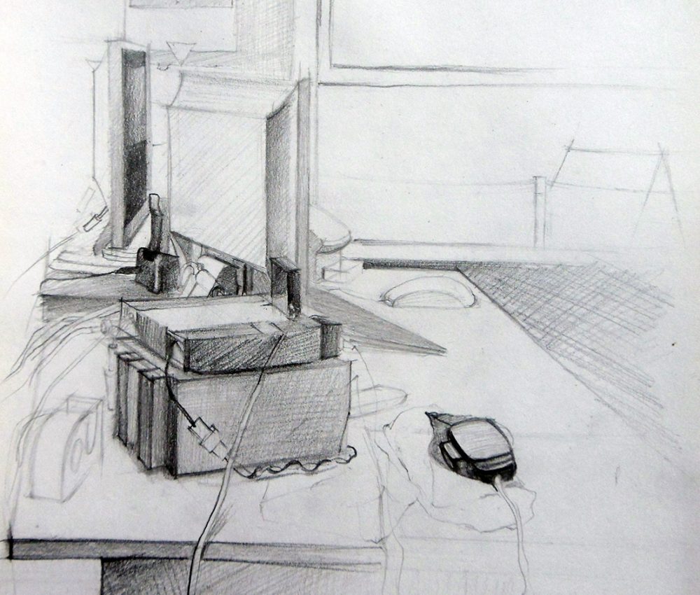 Irodaasztal ceruza, papír 2010.