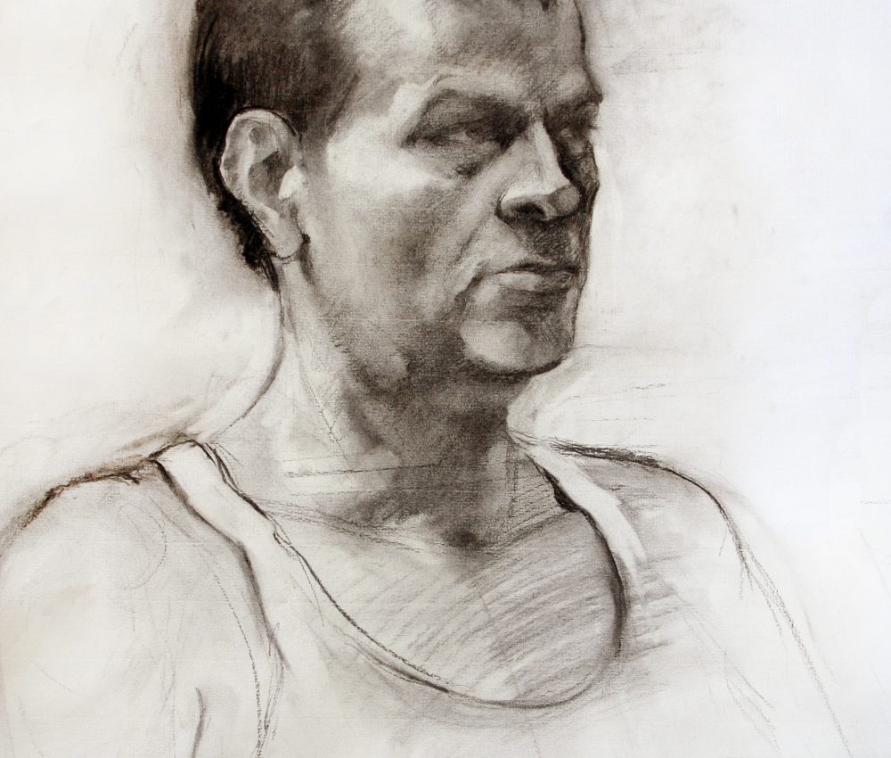 Férfi portré szén, papír 2009.