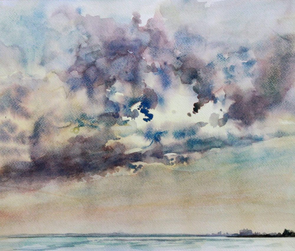 Hajnali Balaton akvarell, papír 28x41 cm 2022