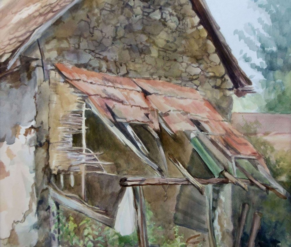 Istálló hátulja Litke 2021. akvarell, papír